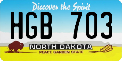 ND license plate HGB703