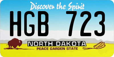 ND license plate HGB723