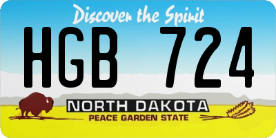 ND license plate HGB724