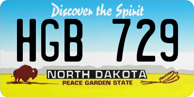 ND license plate HGB729