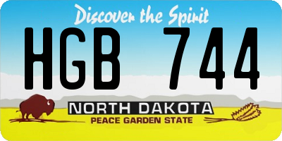 ND license plate HGB744