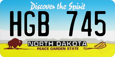ND license plate HGB745