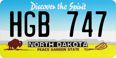 ND license plate HGB747