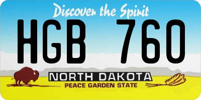 ND license plate HGB760