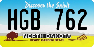ND license plate HGB762