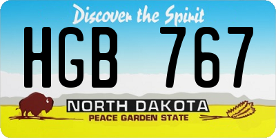 ND license plate HGB767