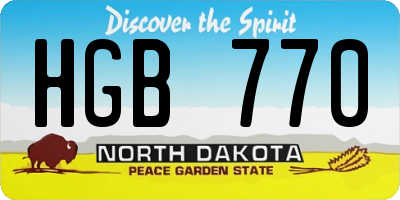 ND license plate HGB770
