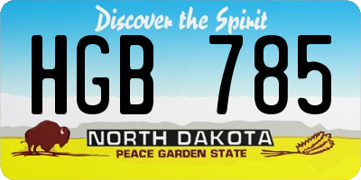 ND license plate HGB785