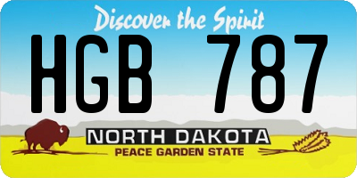 ND license plate HGB787