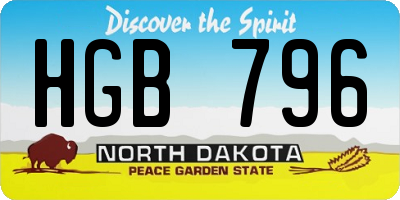 ND license plate HGB796