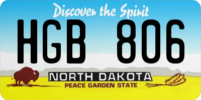 ND license plate HGB806