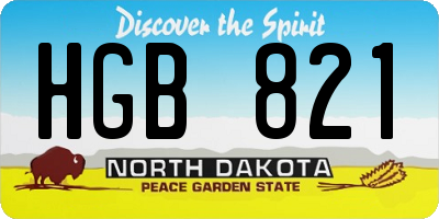 ND license plate HGB821