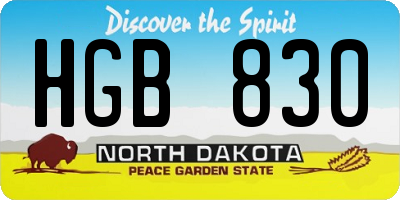 ND license plate HGB830