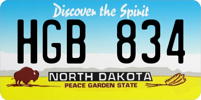 ND license plate HGB834