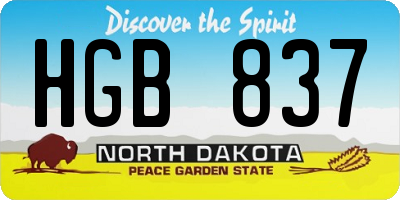 ND license plate HGB837