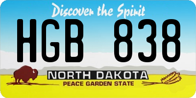 ND license plate HGB838