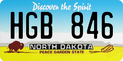 ND license plate HGB846
