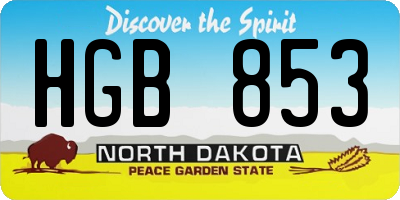 ND license plate HGB853