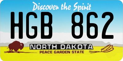 ND license plate HGB862