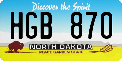 ND license plate HGB870
