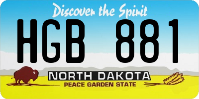 ND license plate HGB881