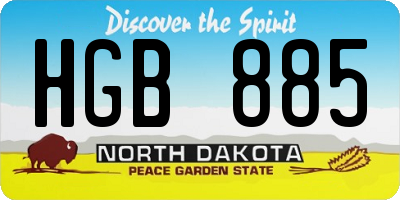 ND license plate HGB885