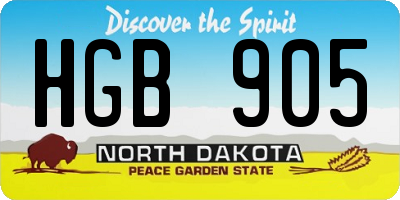 ND license plate HGB905