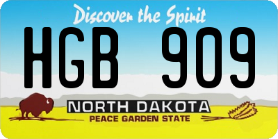 ND license plate HGB909