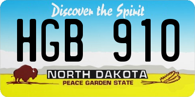 ND license plate HGB910
