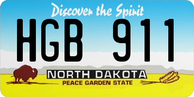 ND license plate HGB911