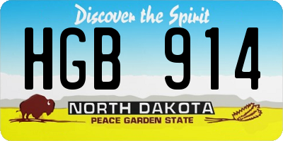 ND license plate HGB914
