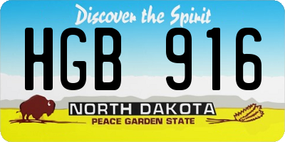 ND license plate HGB916