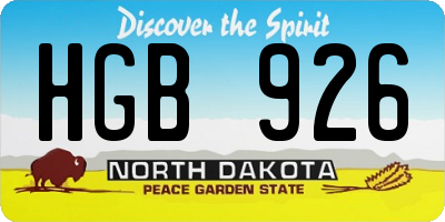 ND license plate HGB926