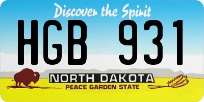 ND license plate HGB931