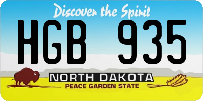 ND license plate HGB935