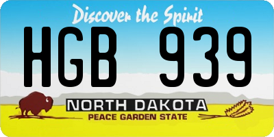 ND license plate HGB939