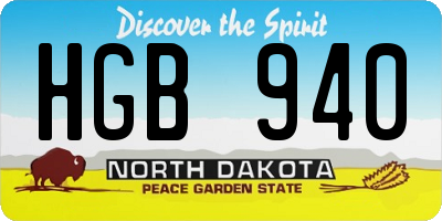 ND license plate HGB940