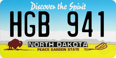 ND license plate HGB941