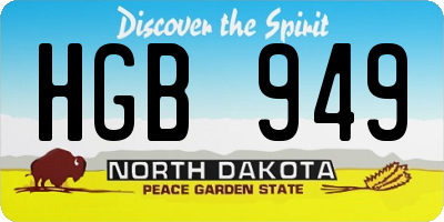 ND license plate HGB949