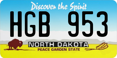 ND license plate HGB953