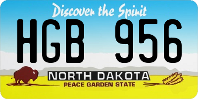 ND license plate HGB956
