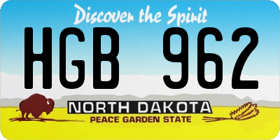 ND license plate HGB962