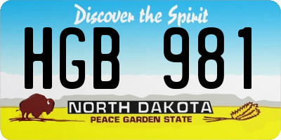 ND license plate HGB981