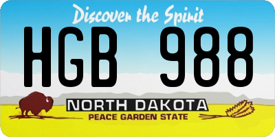 ND license plate HGB988