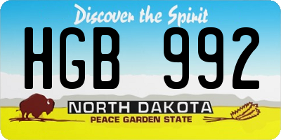 ND license plate HGB992