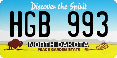 ND license plate HGB993