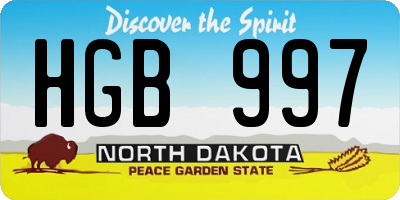ND license plate HGB997