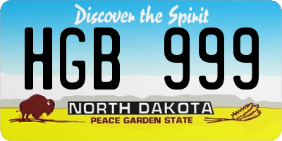ND license plate HGB999