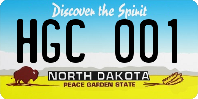 ND license plate HGC001