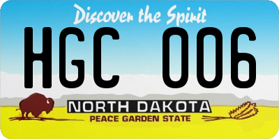 ND license plate HGC006